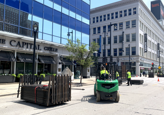 Barricade fences going up in Milwaukee before the Republic National Convention