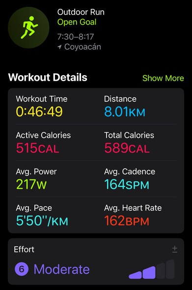 Apple Fitness screenshot showing my workout stats 