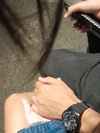 holding hands, top view