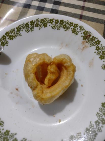 heart-shaped chicharon on a saucer