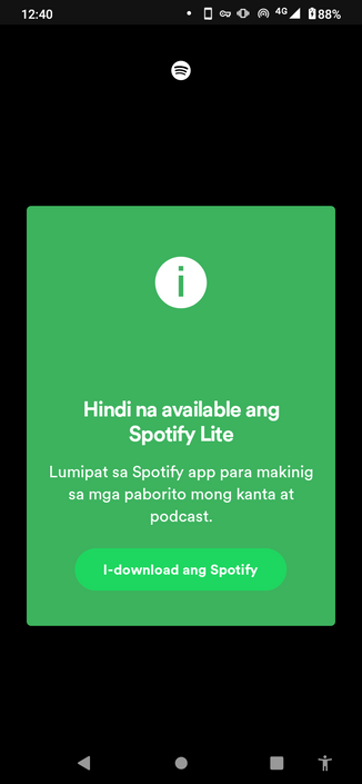 "Spotify is no longer available" in Tagalog