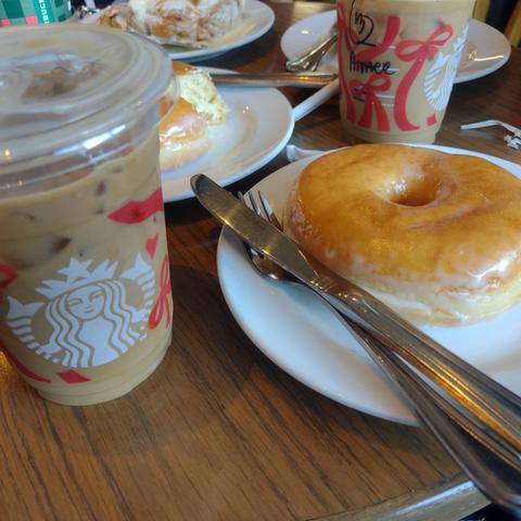 Week 2. Starbucks coffee, glazed donut. For mommy's birthday.