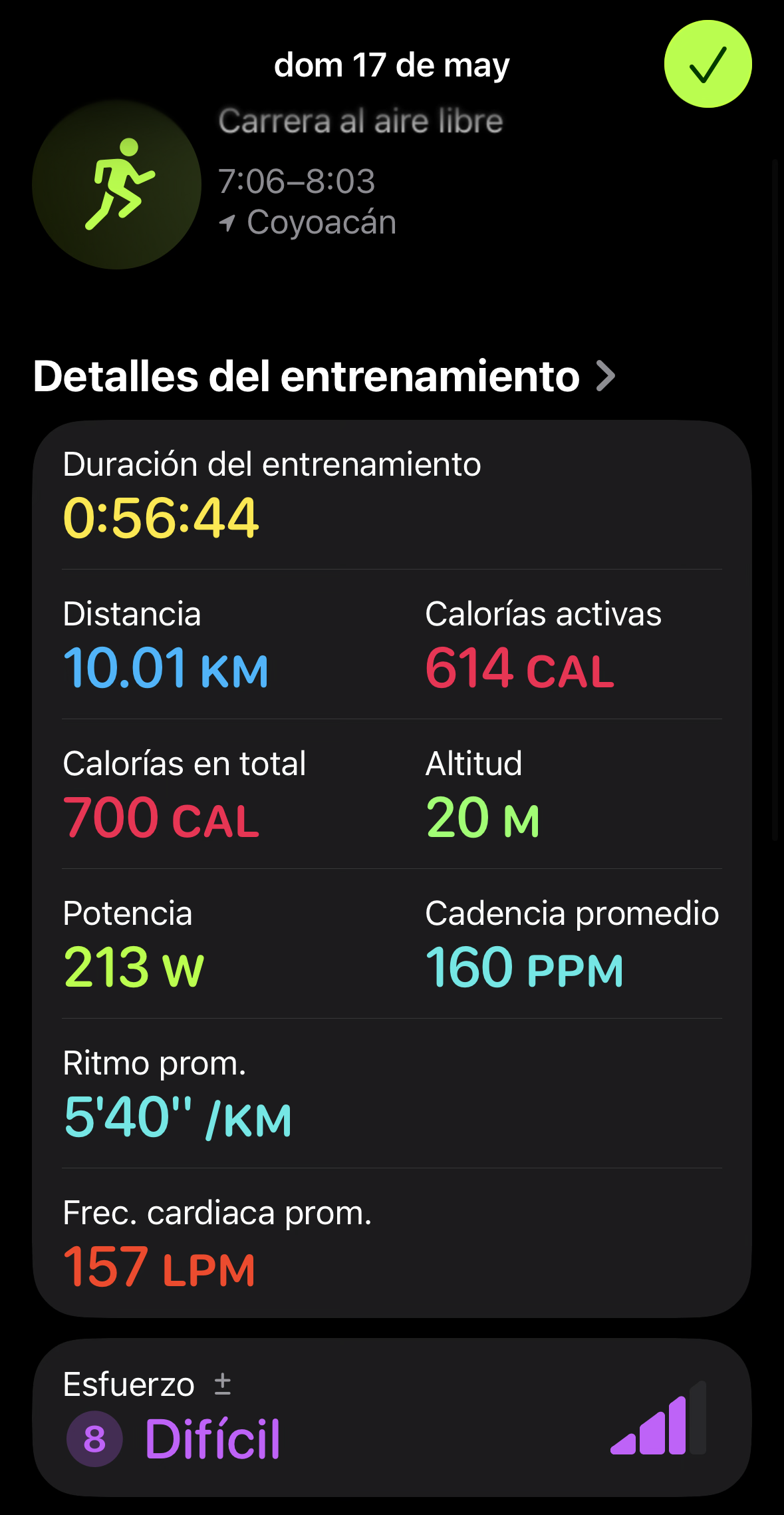 Apple Fitness screenshot showing my workout stats.